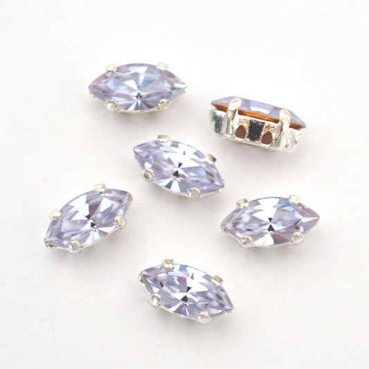 Alexandrite (Vintage!) 10x5mm Navette Sew On Crystals - 6 Pieces