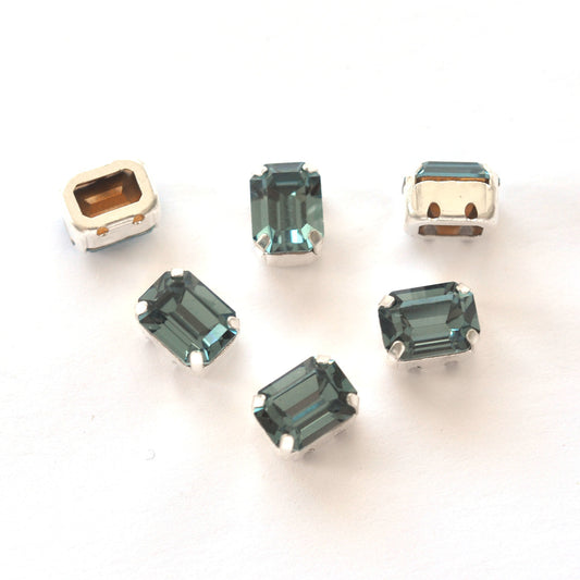 Indian Sapphire 8x6mm Octagon Sew On Crystals - 6 Pieces