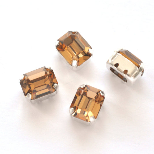 Light Colorado Topaz 10x8mm Octagon Sew On Crystals - 4 Pieces