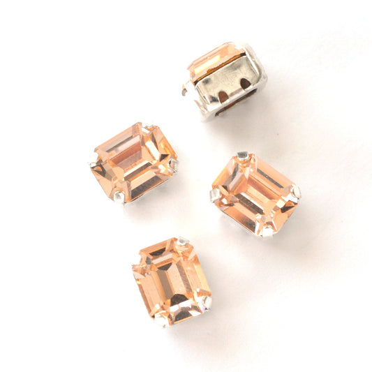 Light Peach 10x8mm Octagon Sew On Crystals - 4 Pieces