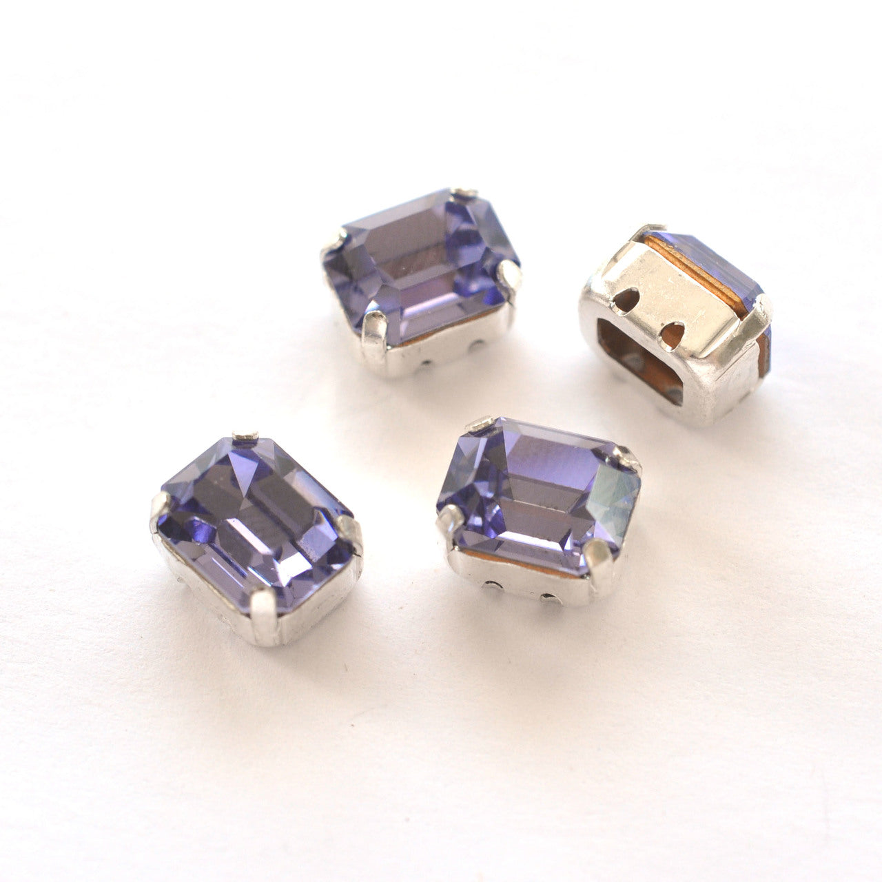Tanzanite 10x8mm Octagon Sew On Crystals - 4 Pieces