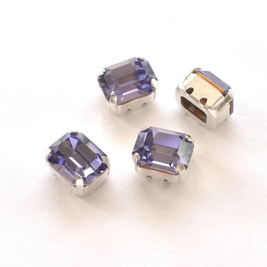 Tanzanite 10x8mm Octagon Sew On Crystals - 4 Pieces