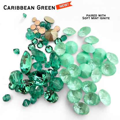 Caribbean Green 1088 Chatons Barton Crystal, 39SS
