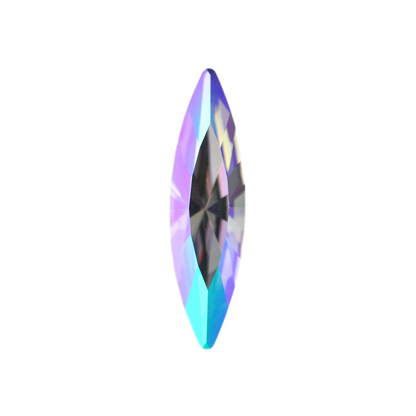 One large navette shape faceted Austrian crystal rhinestones in the color Paradise Shine displayed on a white background.