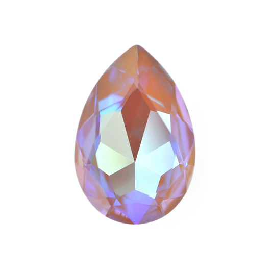 One large pear shape faceted Austrian crystal rhinestones in the color Cappuccino Delite displayed on a white background.