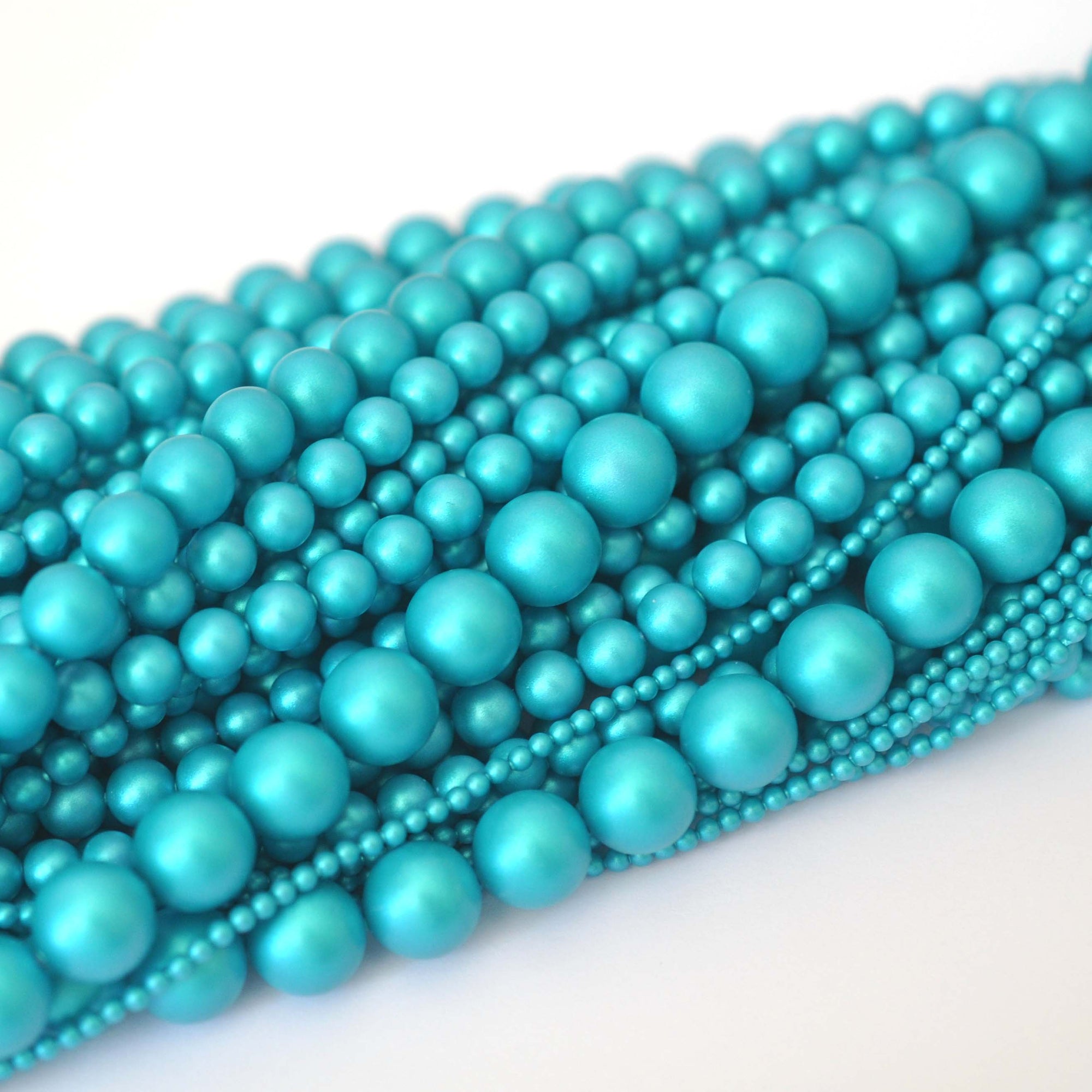 Iridescent Dark Turquoise 5810 Barton Crystal Round Pearl Beads 4mm