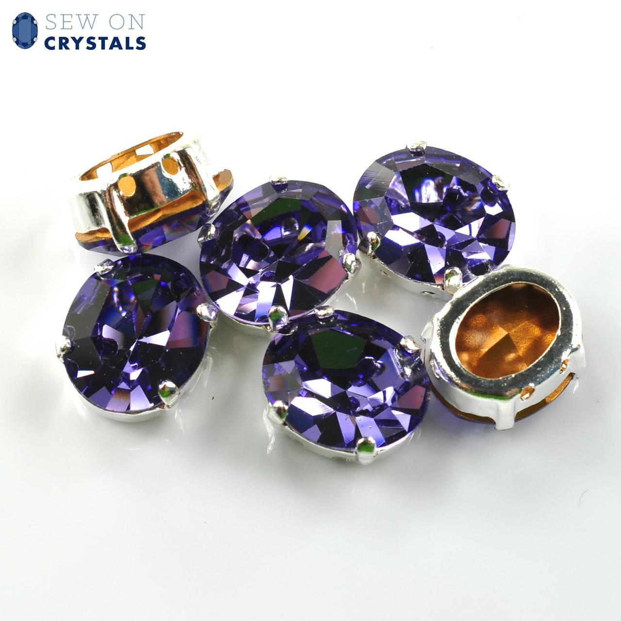 Tanzanite 12x10mm Oval Sew On Crystals - 6 Pieces