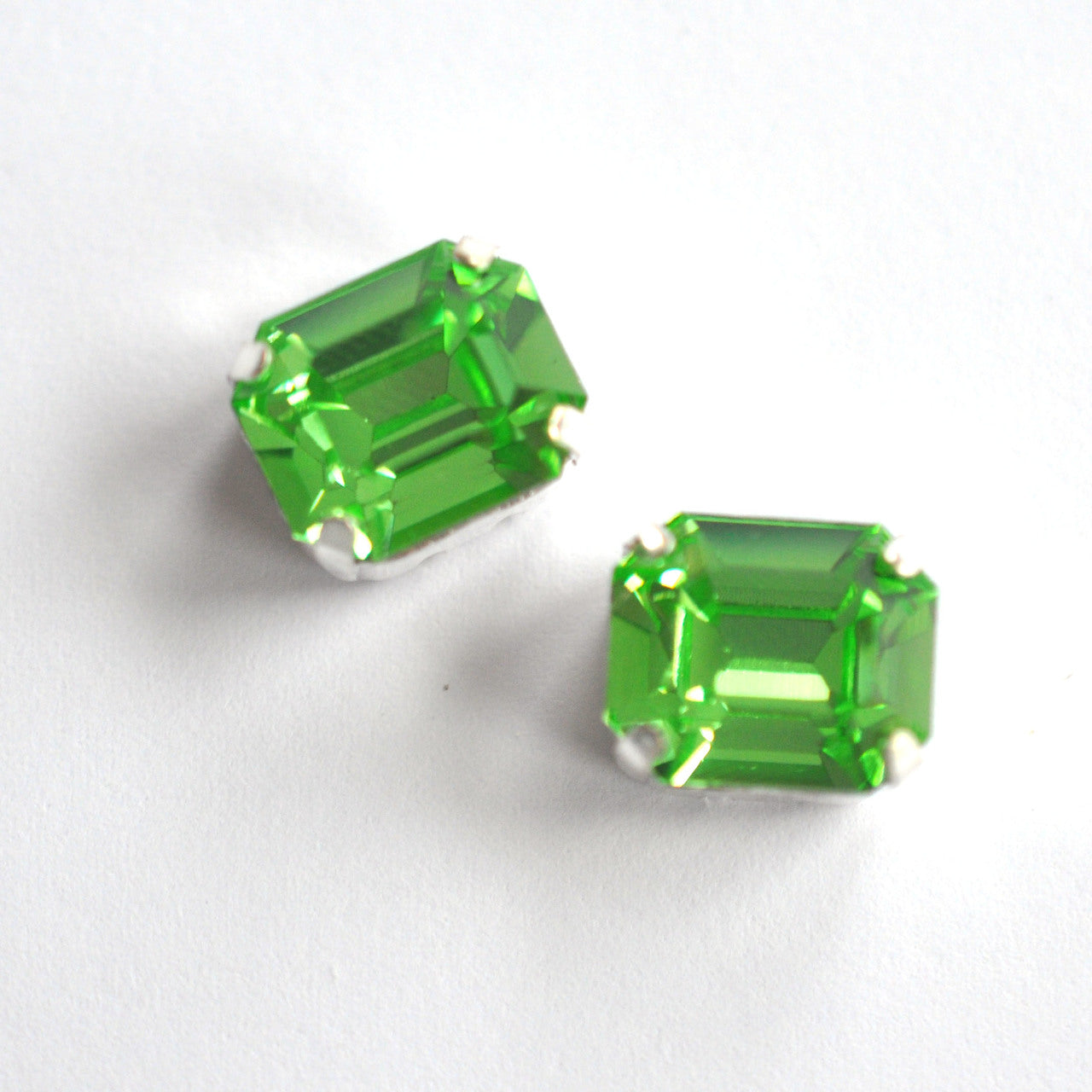 Peridot 12x10mm Octagon Sew On Crystals - 2 Pieces