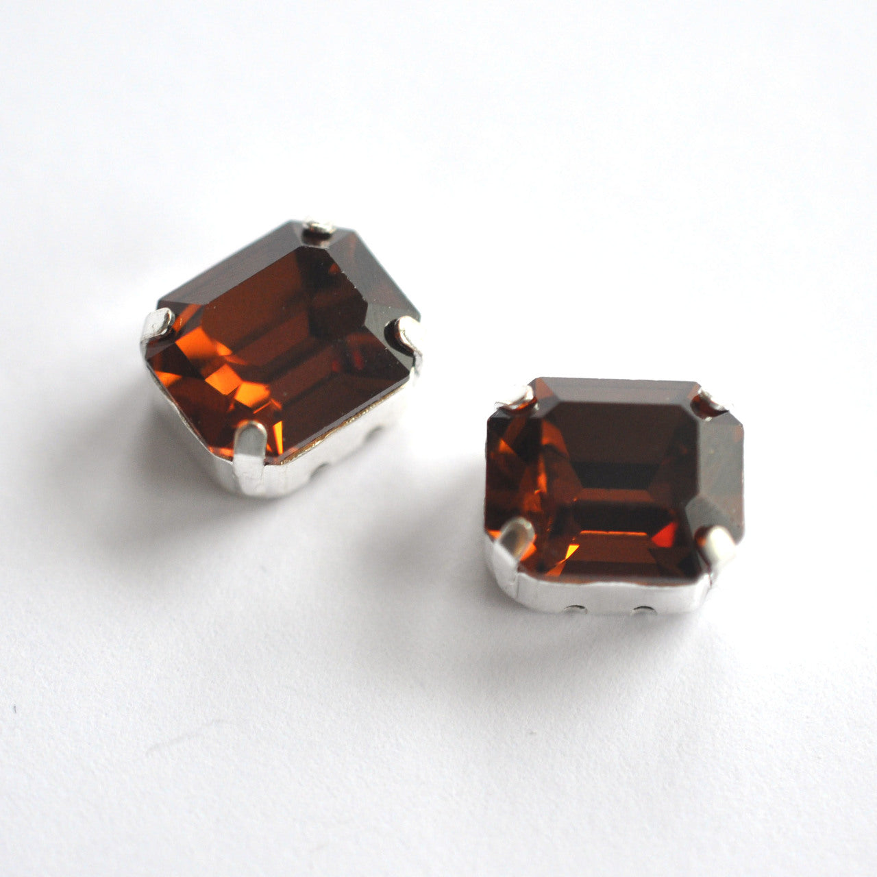 Smoked Topaz 12x10mm Octagon Sew On Crystals - 2 Pieces