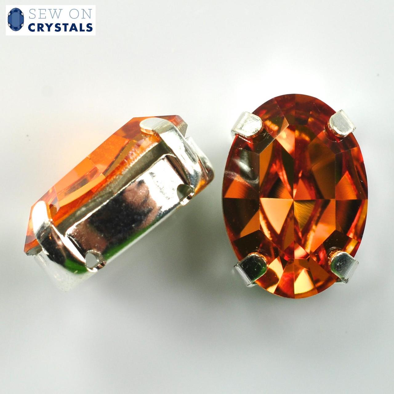 Topaz 14x10mm Oval Sew On Crystals - 2 Pieces