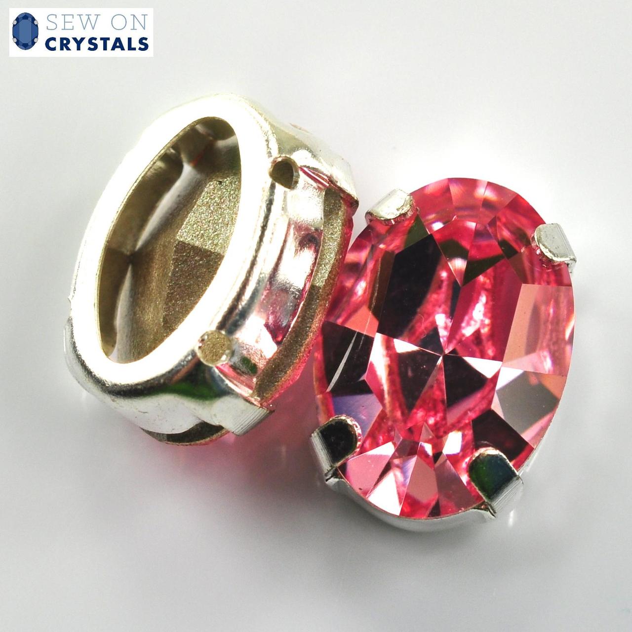 Light Rose 14x10mm Oval Sew On Crystals - 2 Pieces