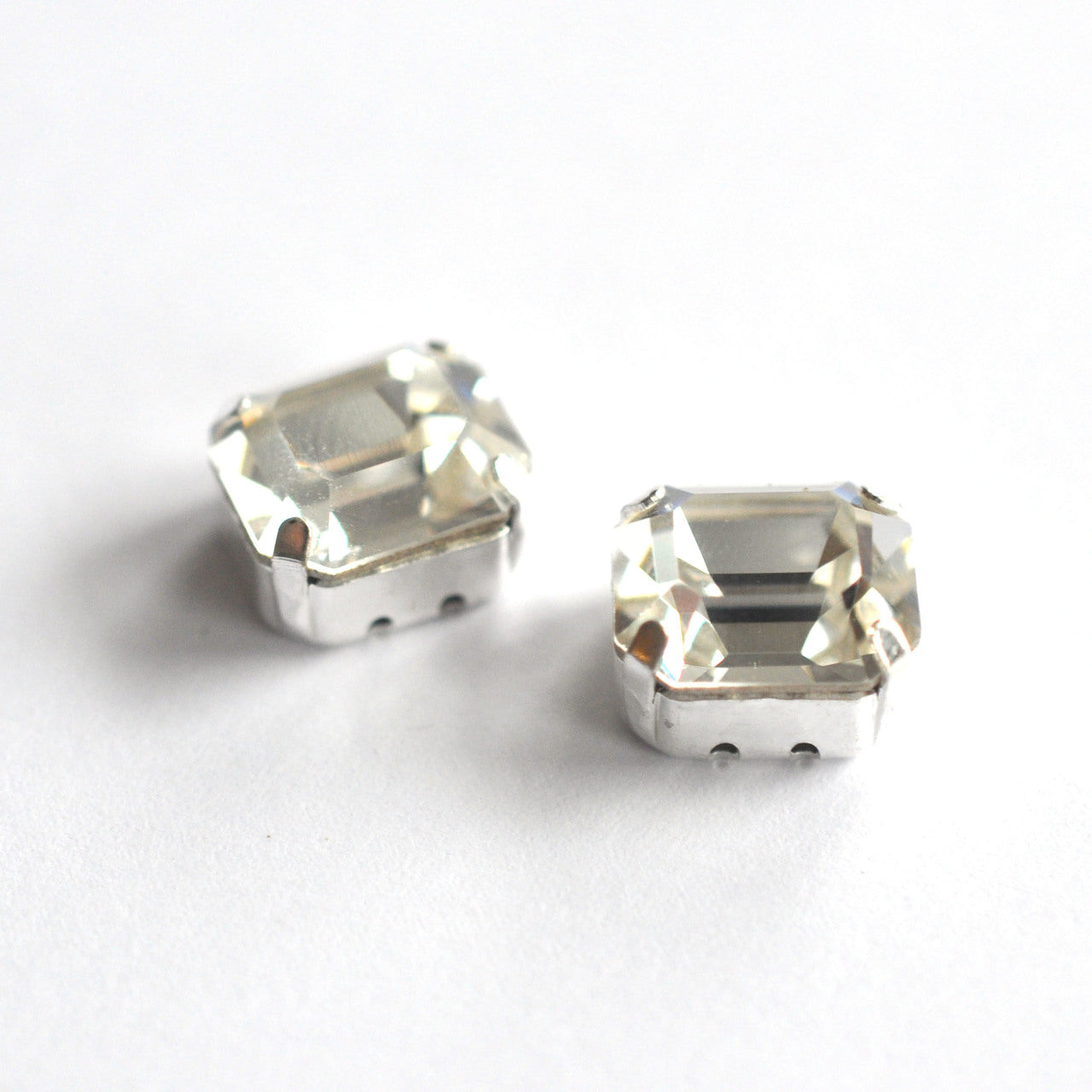 Crystal Clear 12x10mm Octagon Sew On Crystals - 2 Pieces
