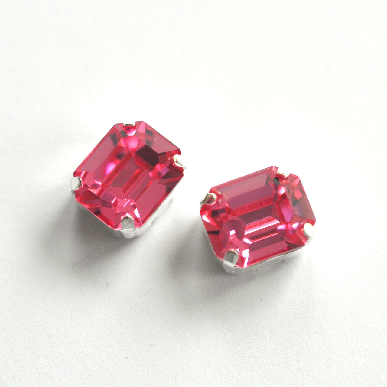 Rose 12x10mm Octagon Sew On Crystals - 2 Pieces