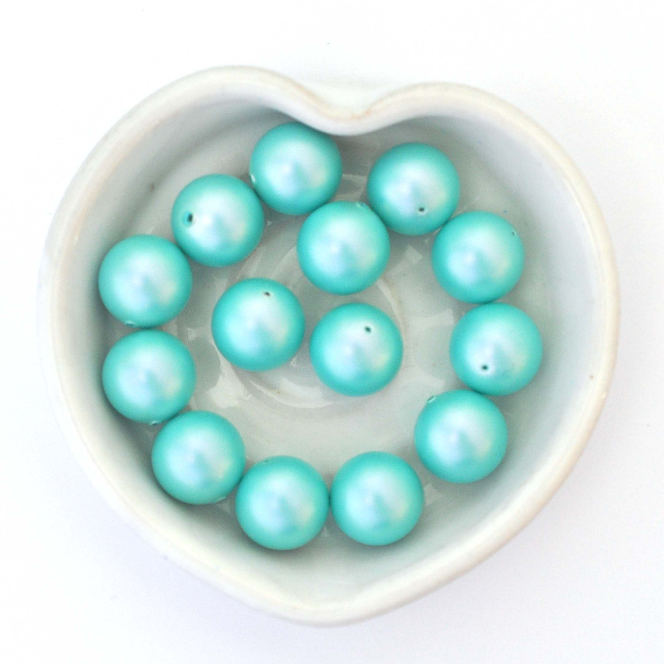 Iridescent Light Turquoise 5810 Barton Crystal Round Pearl Beads 12mm