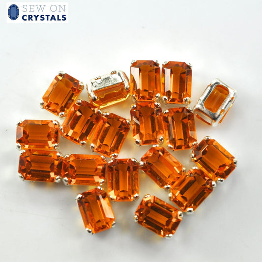 Topaz Unfoiled 7x5mm Octagon Sew On Crystals - 18 Pieces
