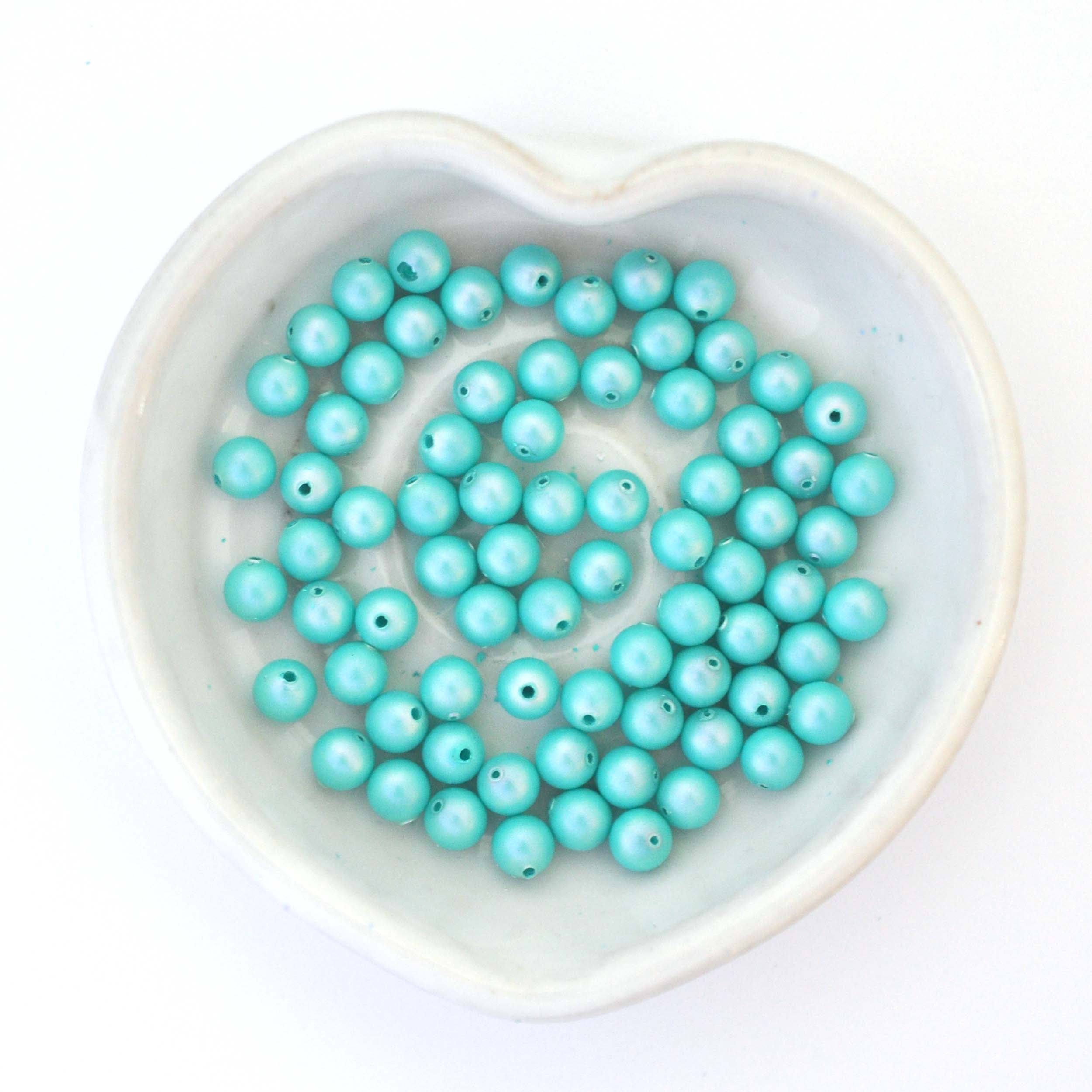 Iridescent Light Turquoise 5810 Barton Crystal Round Pearl Beads 5mm