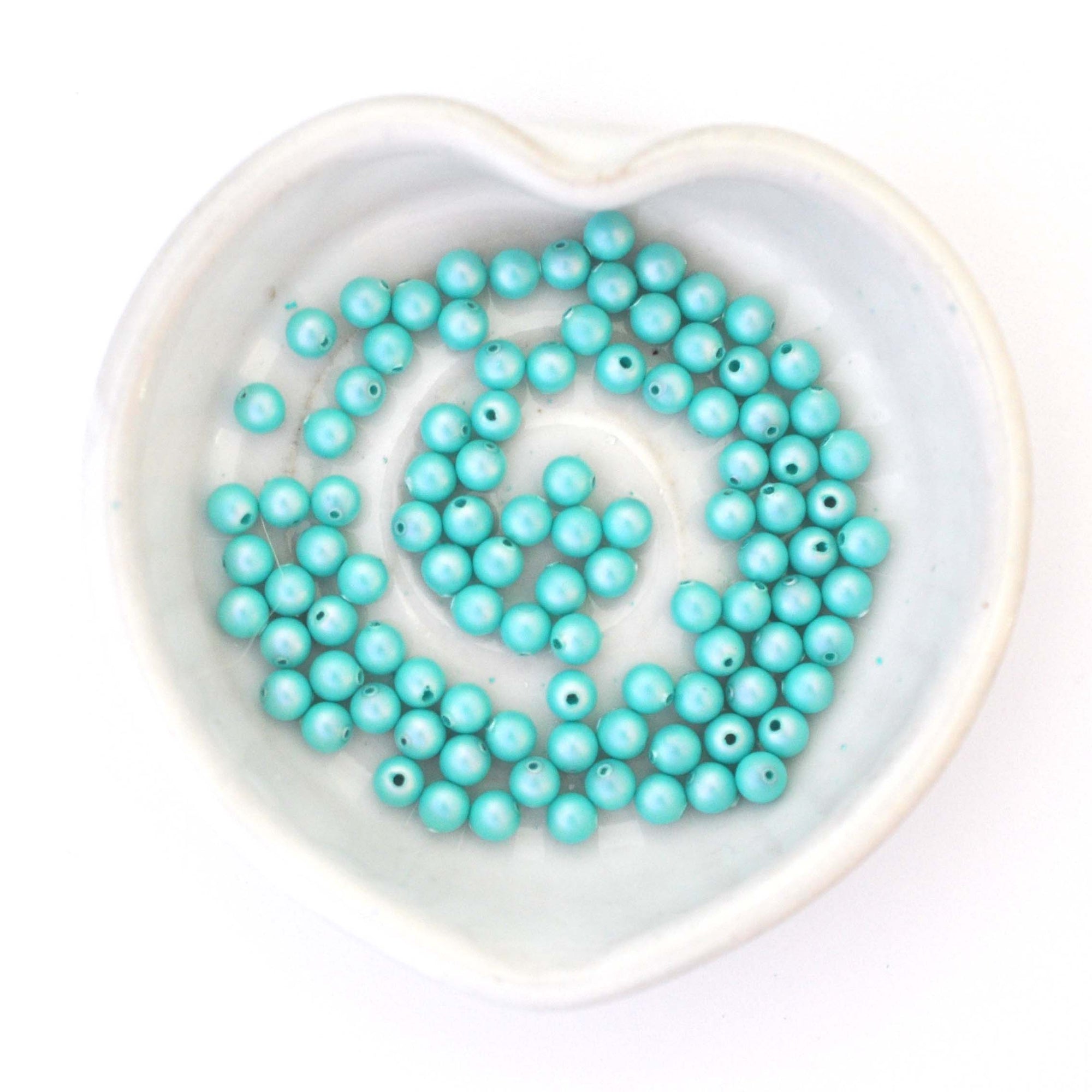 Iridescent Light Turquoise 5810 Barton Crystal Round Pearl Beads 4mm