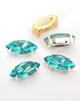 Light Turquoise 15x7mm Navette Sew On Crystals - 4 Pieces