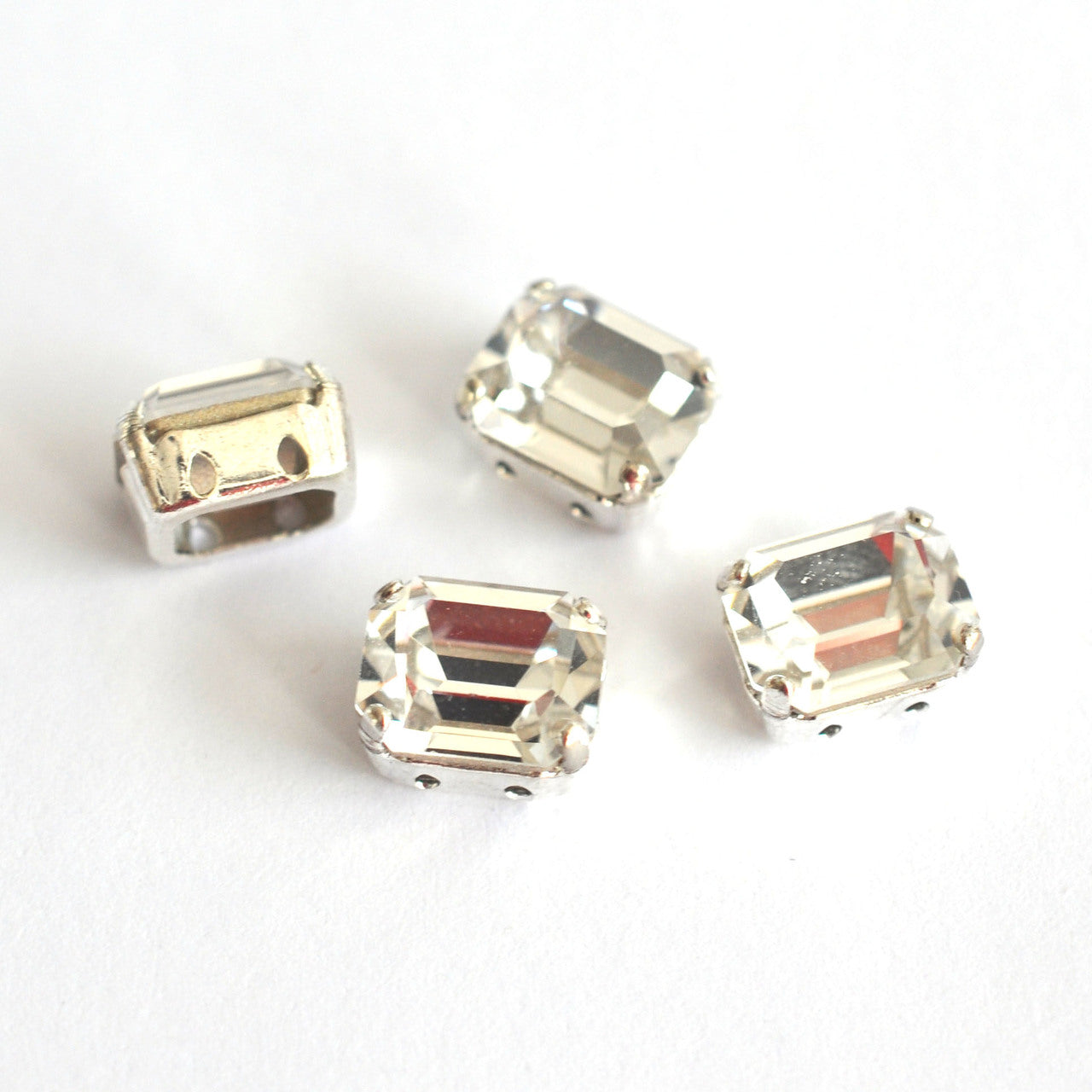 Crystal 10x8mm Octagon Sew On Crystals - 4 Pieces