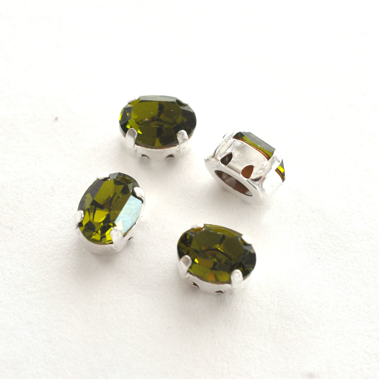 Olivine 8x6mm Sew On Set Ovals - 4 Pieces
