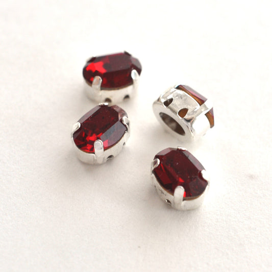 Siam 8x6mm Sew On Set Ovals - 4 Pieces