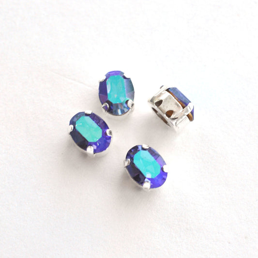 Tanzanite Glacier Blue 8x6mm Sew On Set Ovals - 4 Pieces