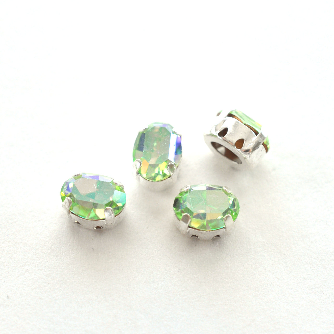Chrysolite AB 8x6mm Sew On Set Ovals - 4 Pieces