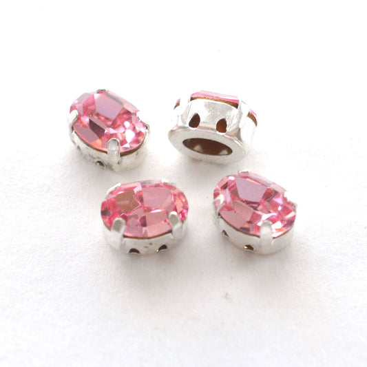 Light Rose 8x6mm Sew On Set Ovals - 4 Pieces