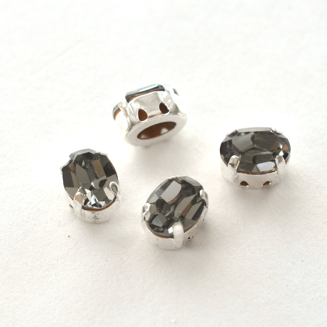 Black Diamond 8x6mm Sew On Set Ovals - 4 Pieces