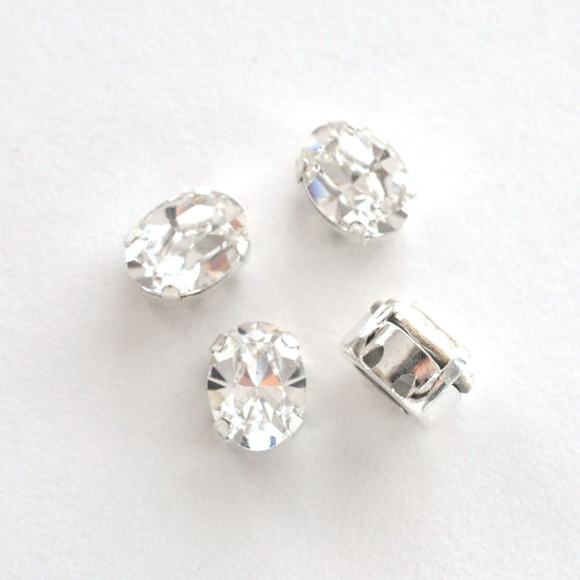 Crystal Clear 8x6mm Sew On Set Ovals - 4 Pieces