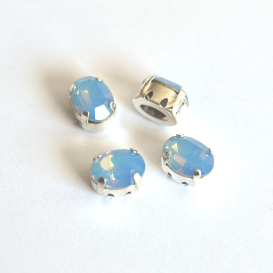 Air Blue Opal 8x6mm Sew On Set Ovals - 4 Pieces