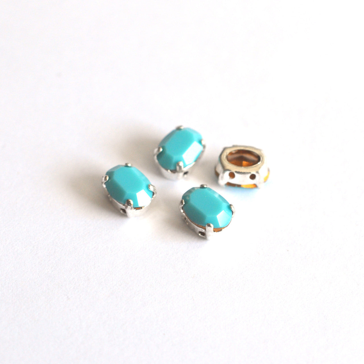 Turquoise 8x6mm Sew On Set Ovals - 4 Pieces