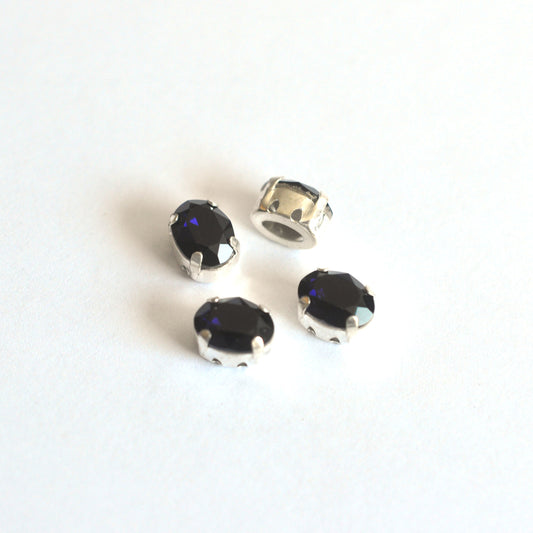 Dark Indigo 8x6mm Sew On Set Ovals - 4 Pieces