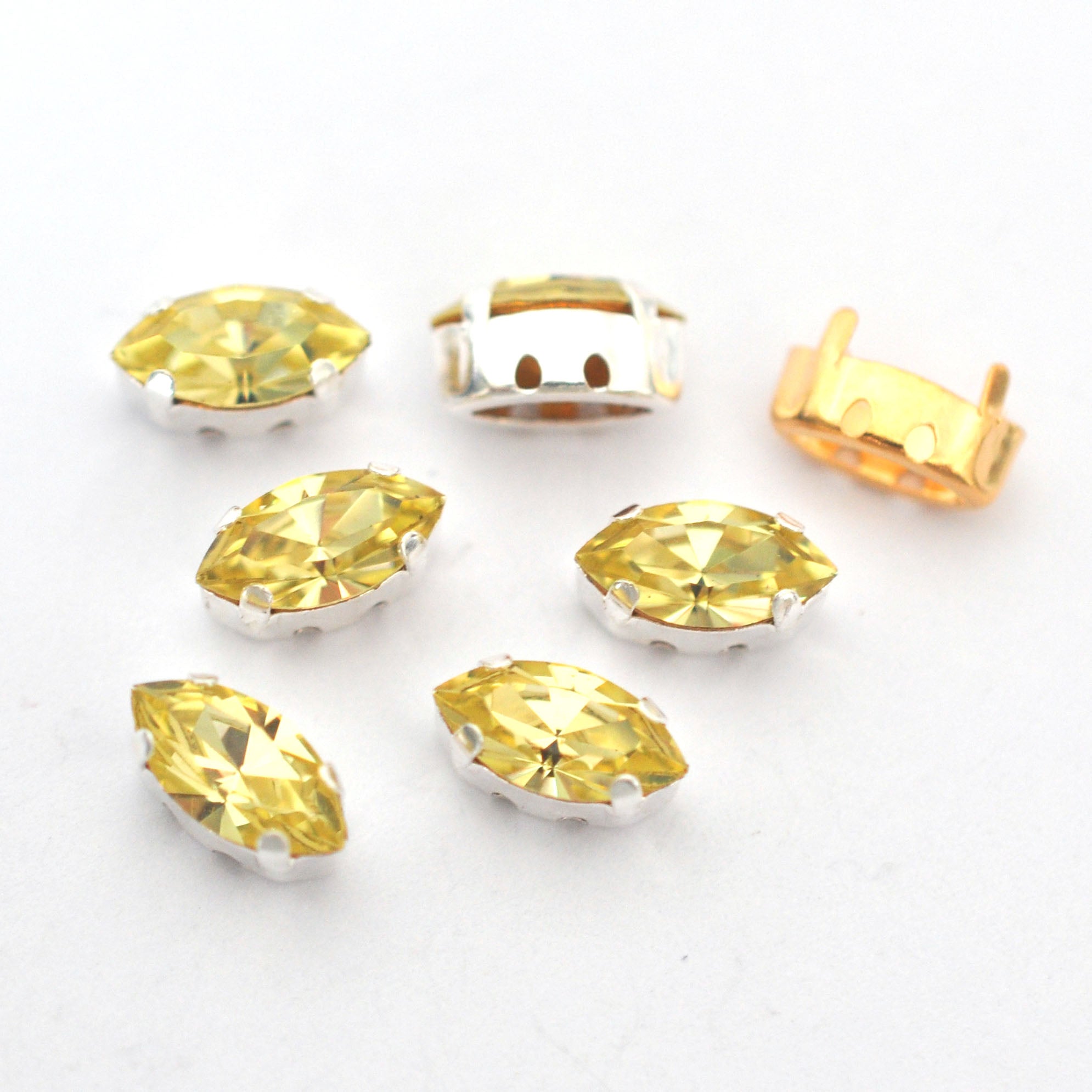 Jonquil 10x5mm Navette Sew On Crystals - 6 Pieces