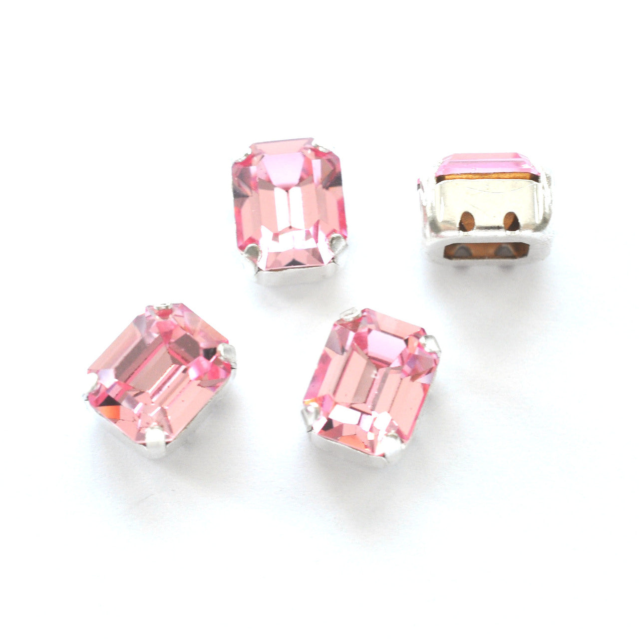 Light Rose 10x8mm Octagon Sew On Crystals - 4 Pieces