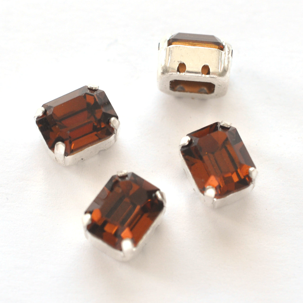 Smoked Topaz 10x8mm Octagon Sew On Crystals - 4 Pieces