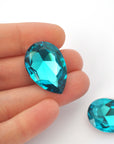 Blue Zircon Pear Shape 4327 Barton Crystal 30x20mm, 1 Piece