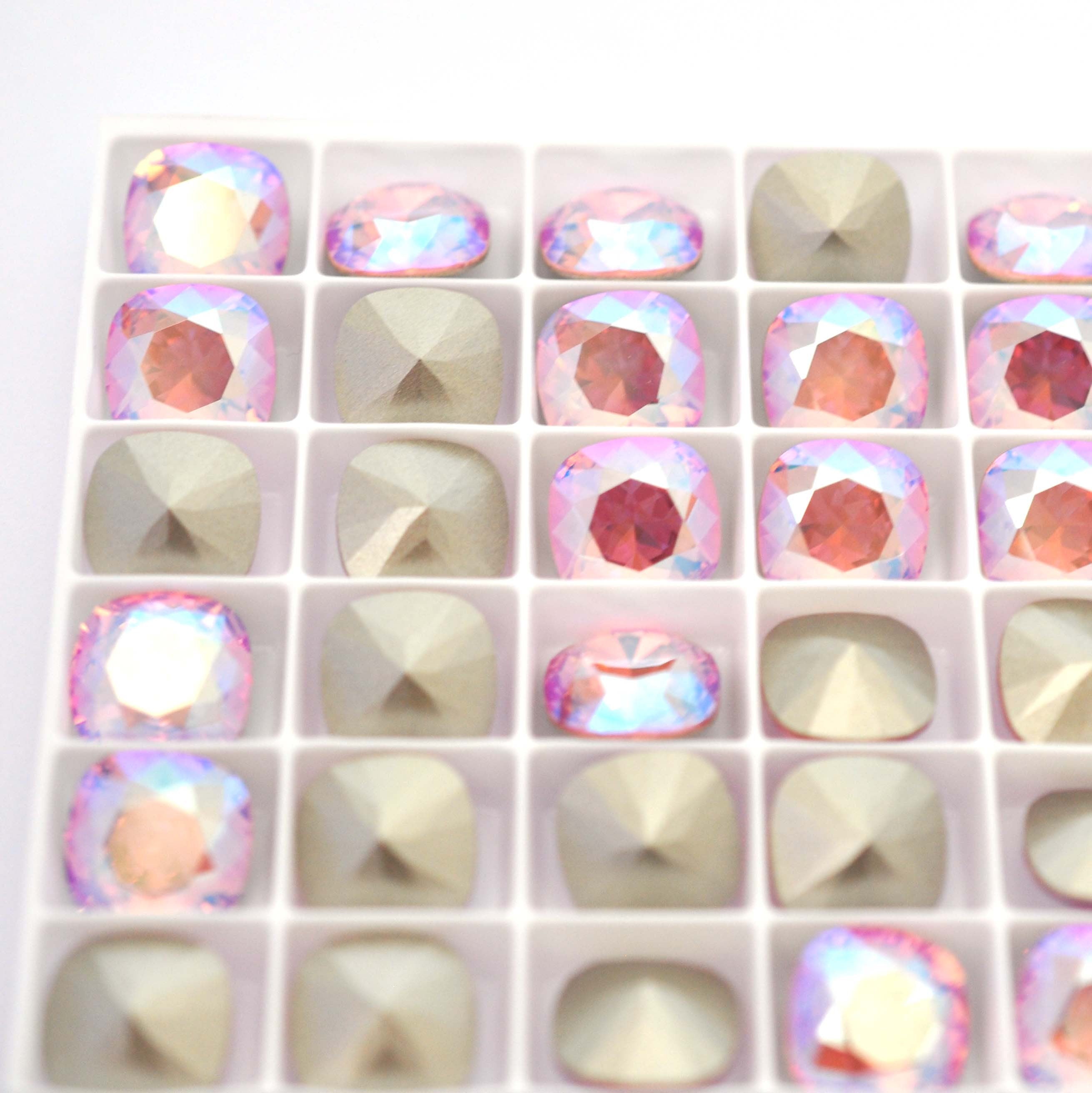Light Rose Shimmer 4470 Cushion Cut Barton Crystal 12mm