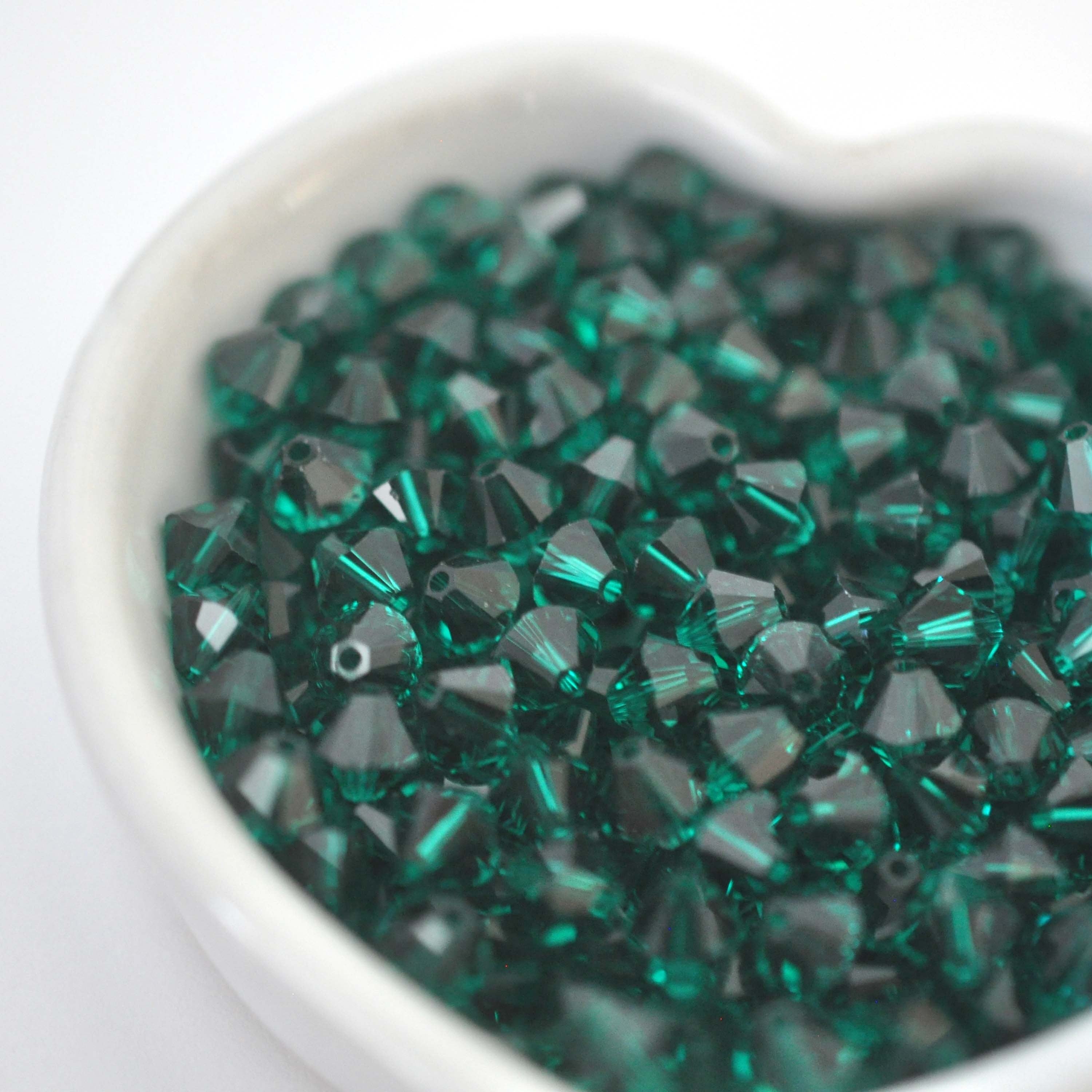 Emerald Bicone Beads 5328 Barton Crystal 4mm