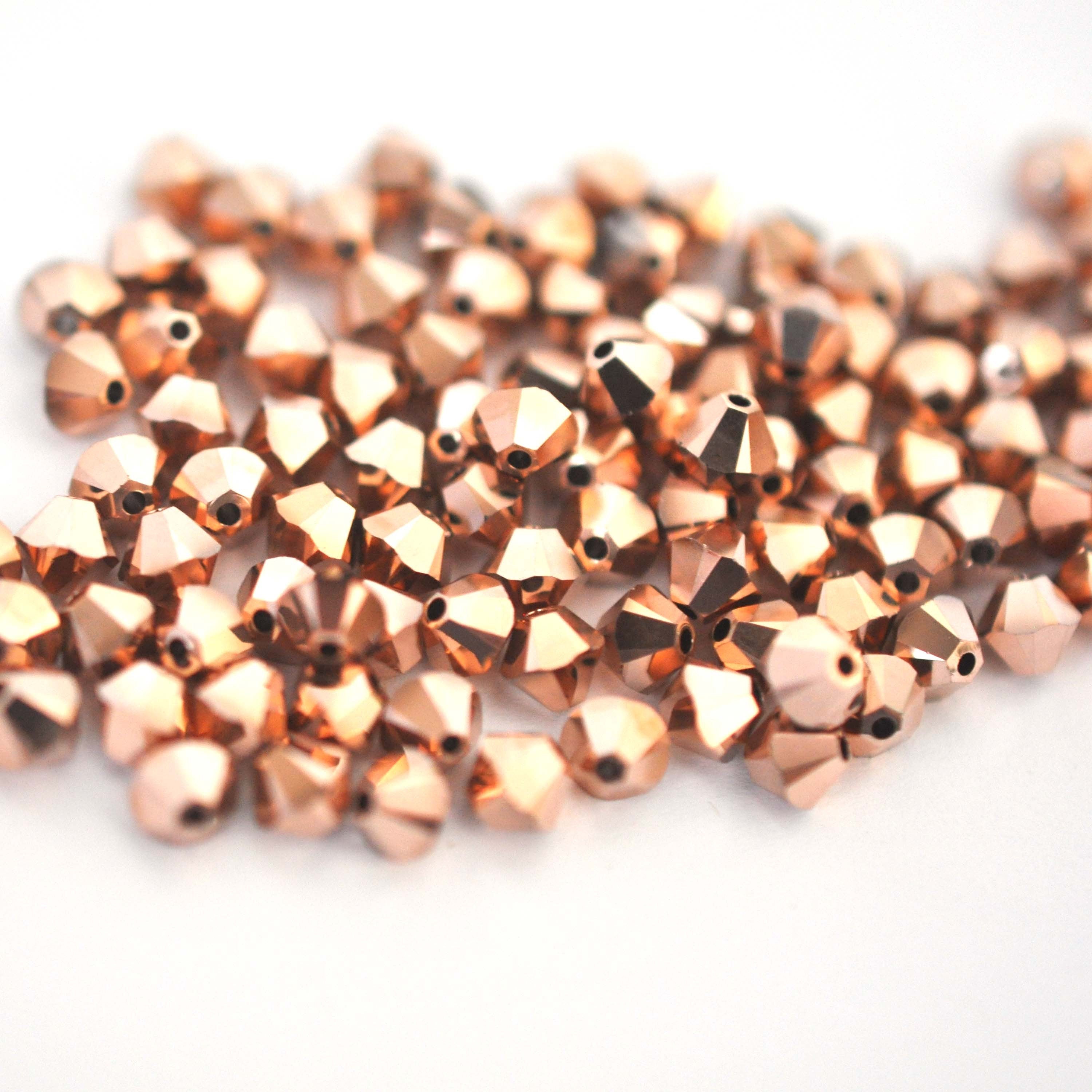 Rose Gold 2X Bicone Beads 5328 Barton Crystal 4mm