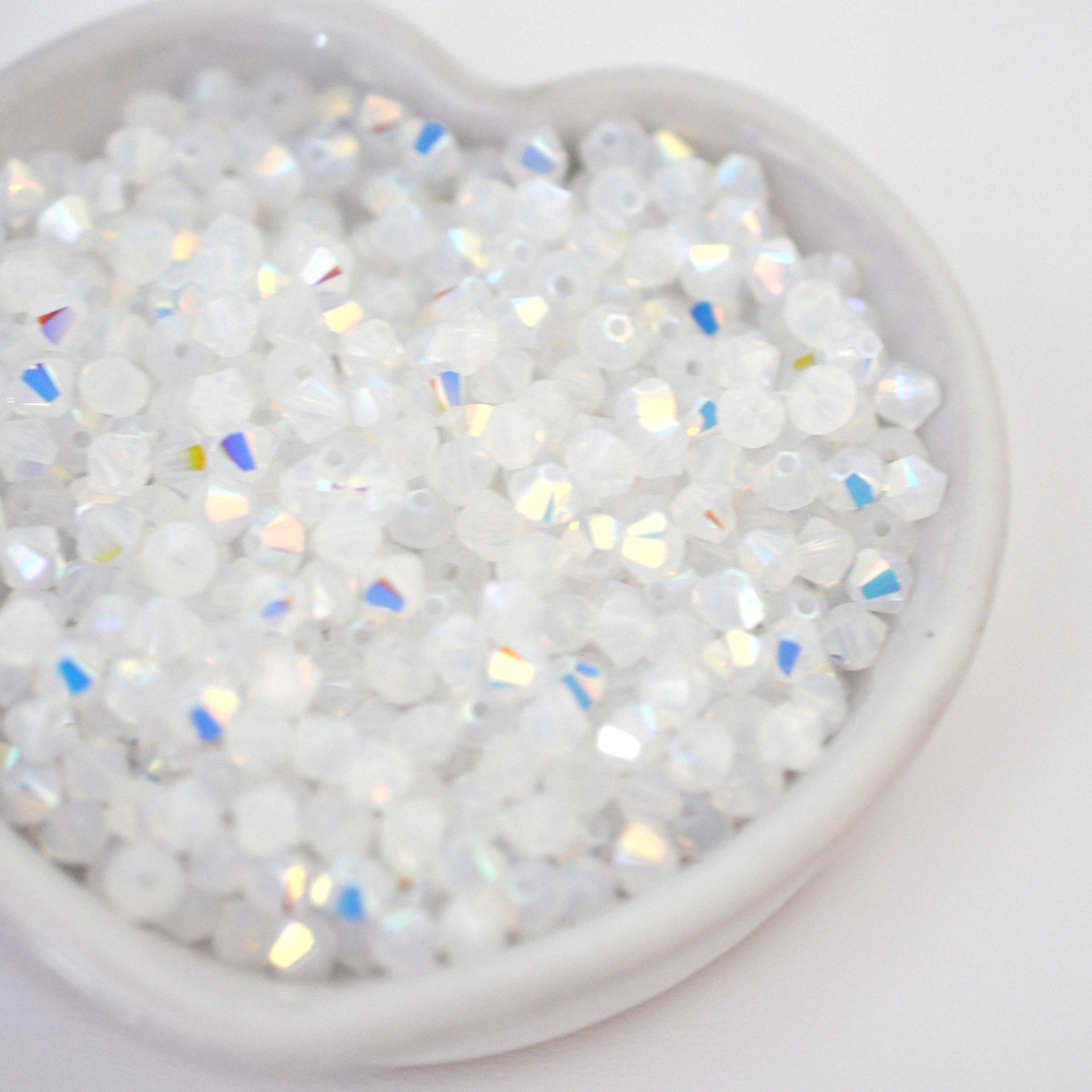 White Opal AB Bicone Beads 5328 Barton Crystal 4mm