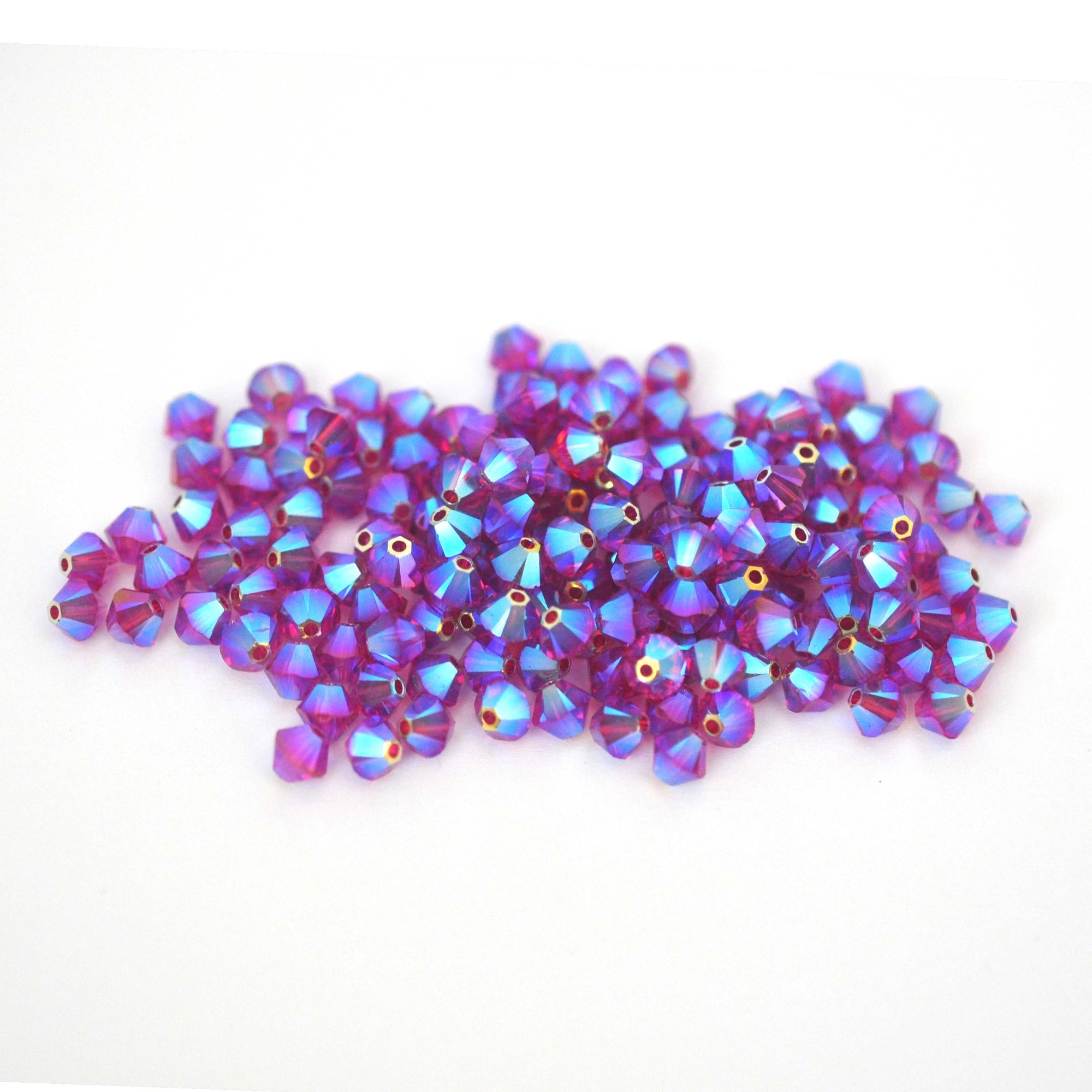 Fuchsia Bicone Beads 5328 Barton Crystal AB2X 4mm