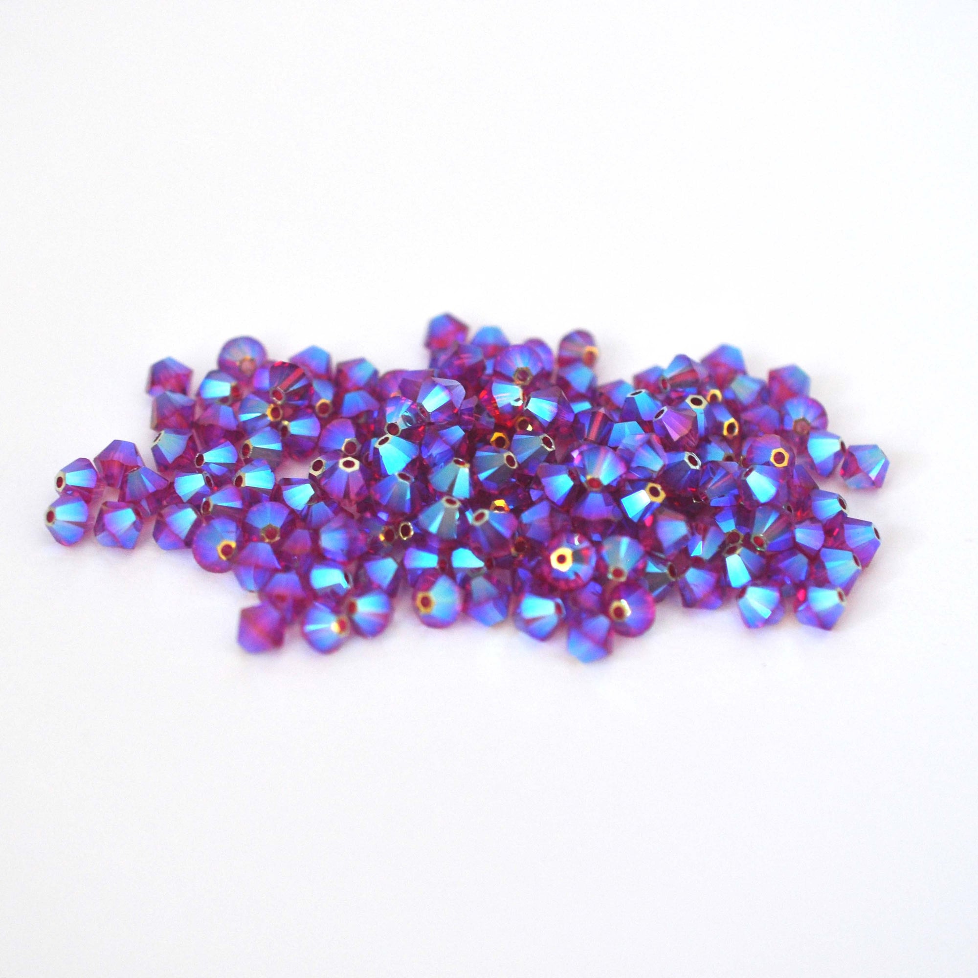 Fuchsia Bicone Beads 5328 Barton Crystal AB2X 4mm