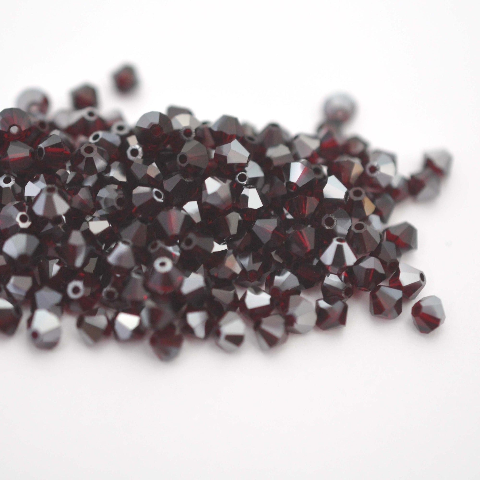 Garnet Satin Bicone Beads 5301 Barton Crystal 4mm