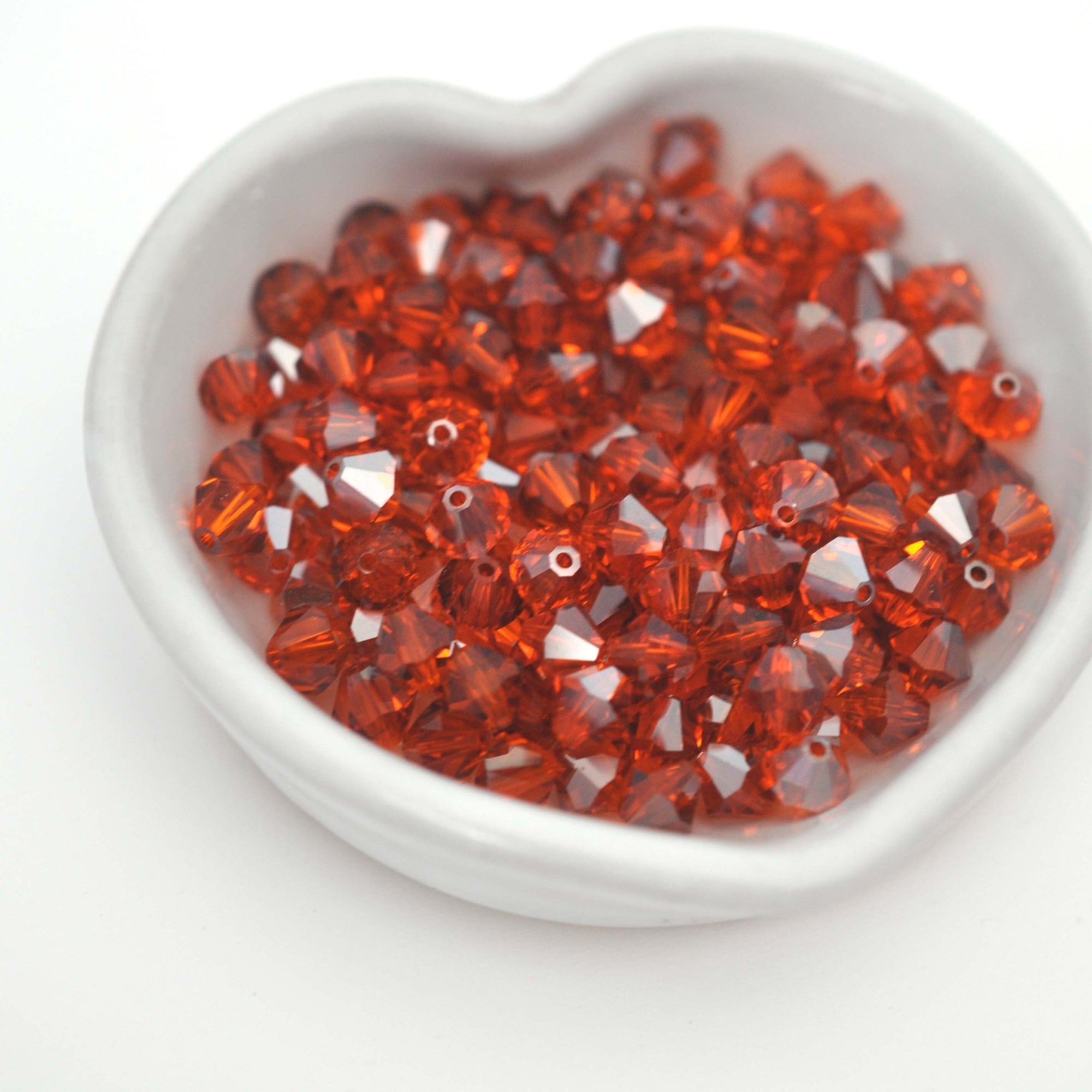 Red Topaz Satin Bicone Beads 5301 Barton Crystal 6mm