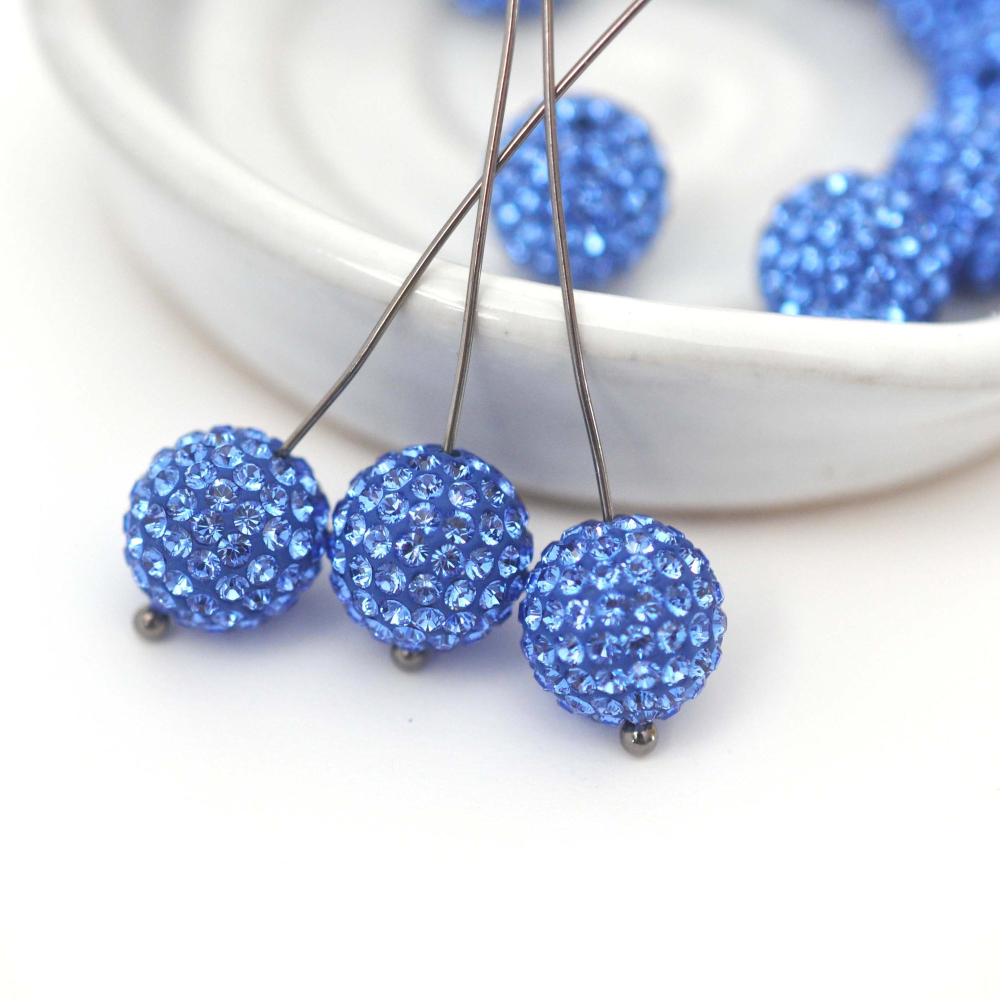 Sapphire Pave Bead Balls 86001 Barton Crystal 10mm - 2 Beads