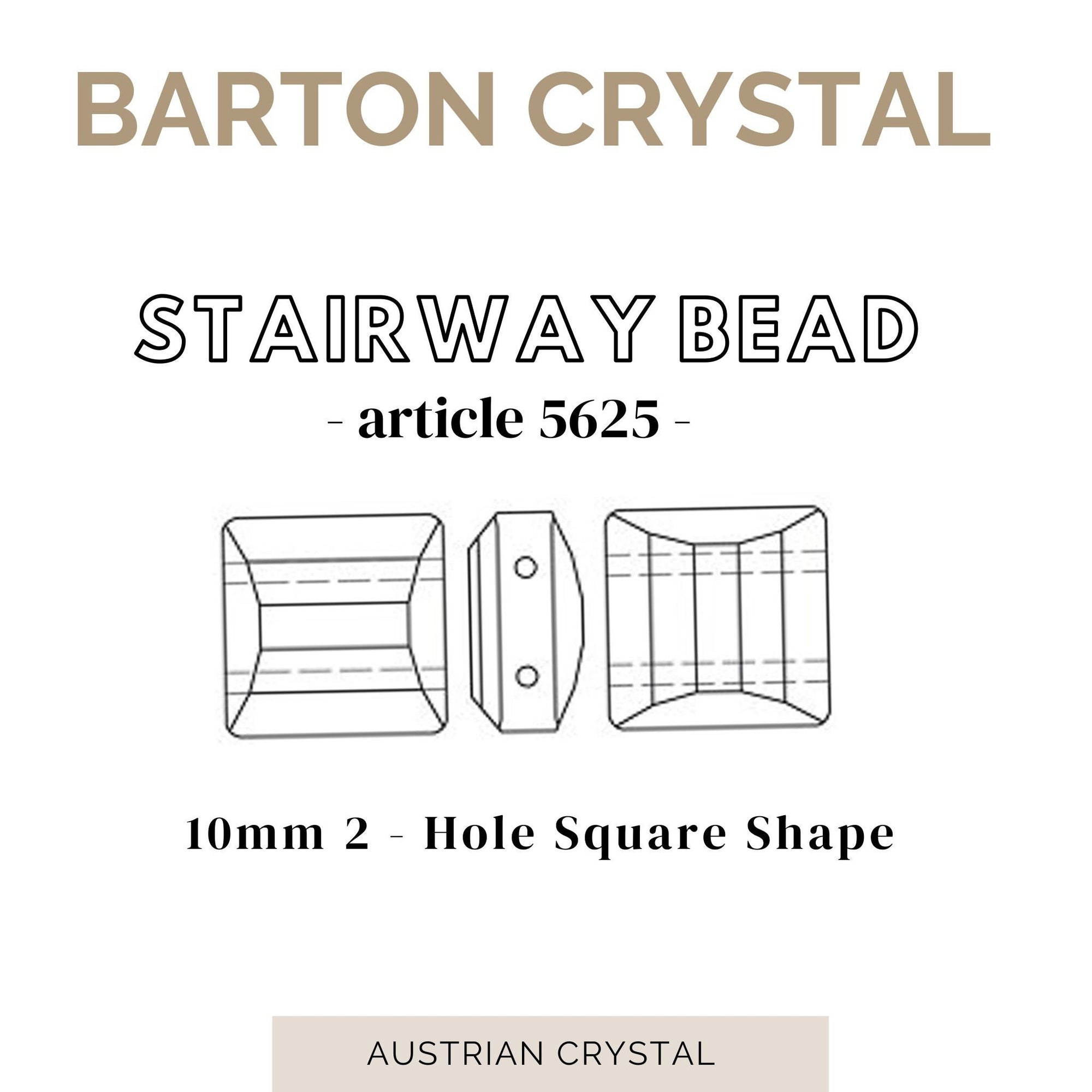 Blue Shade Stairway Bead 2 Hole Tile 5625 Barton Crystal 10mm