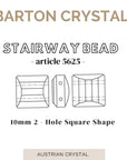 Jet Black Stairway Bead 2 Hole Tile 5625 Barton Crystal 10mm