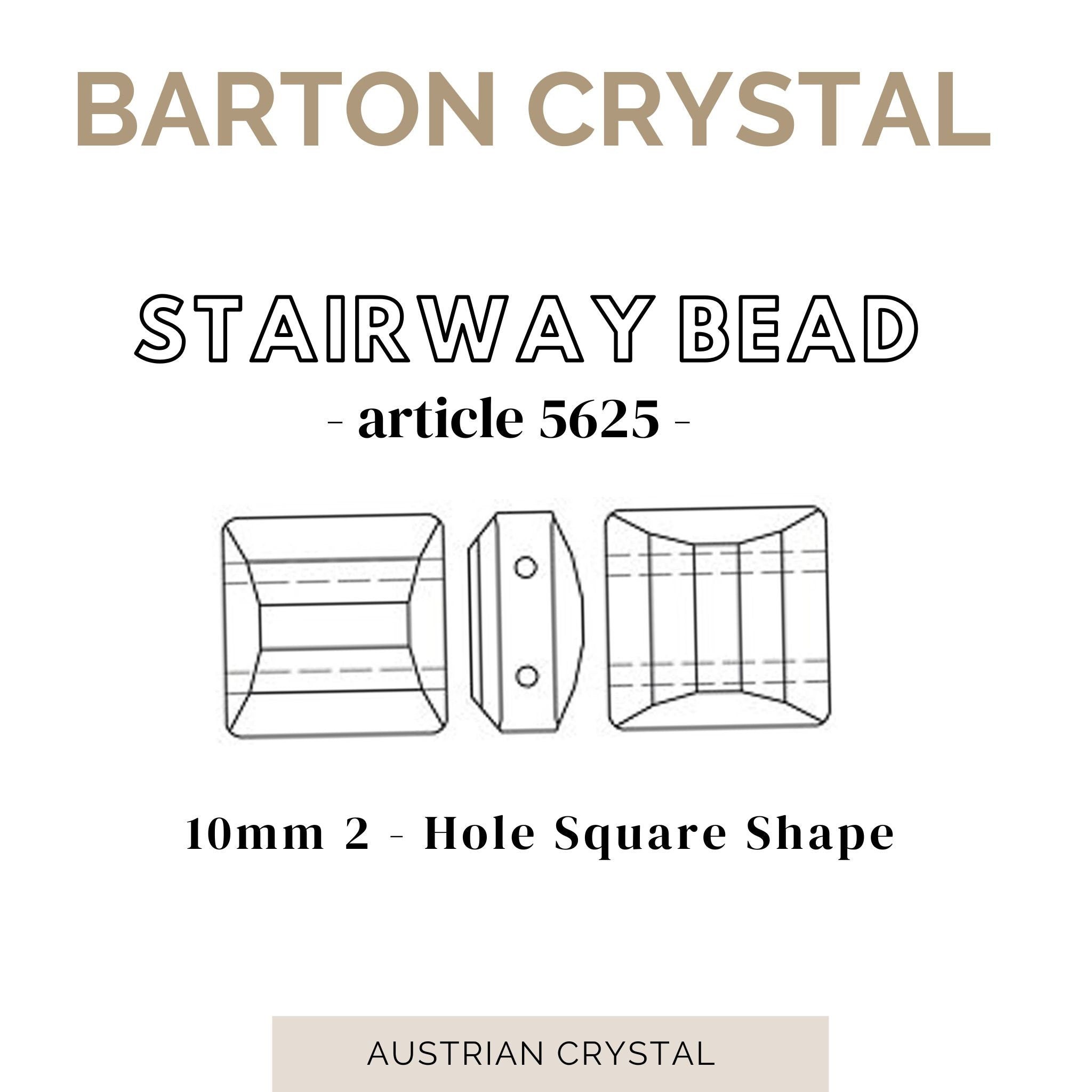 Crystal Stairway Bead 2 Hole Tile 5625 Barton Crystal 10mm