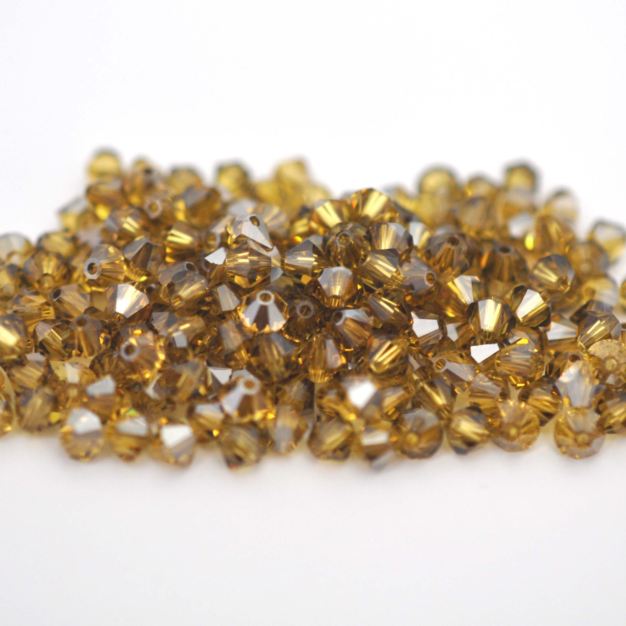 Light Topaz Satin Bicone Beads 5328 Barton Crystal 4mm